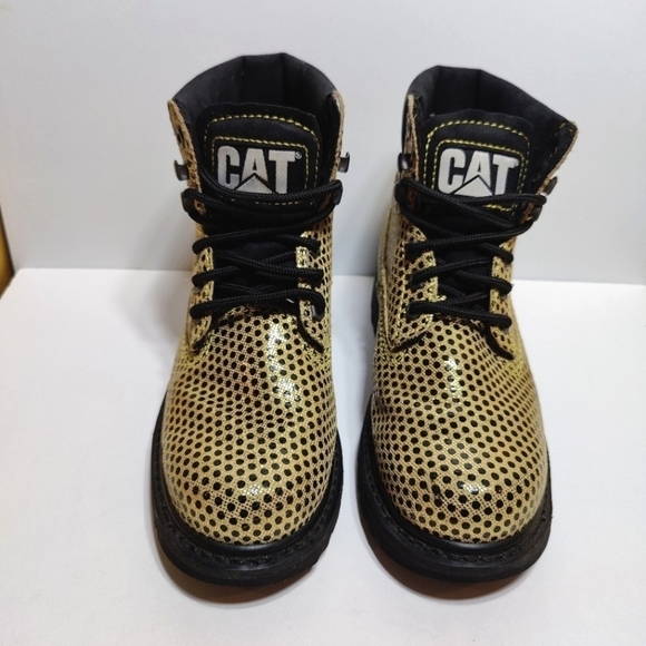 Caterpillar CAT Utility Metallic Gold Black Colorado Women's Work Boots Size 7 - Picture 2 of 9